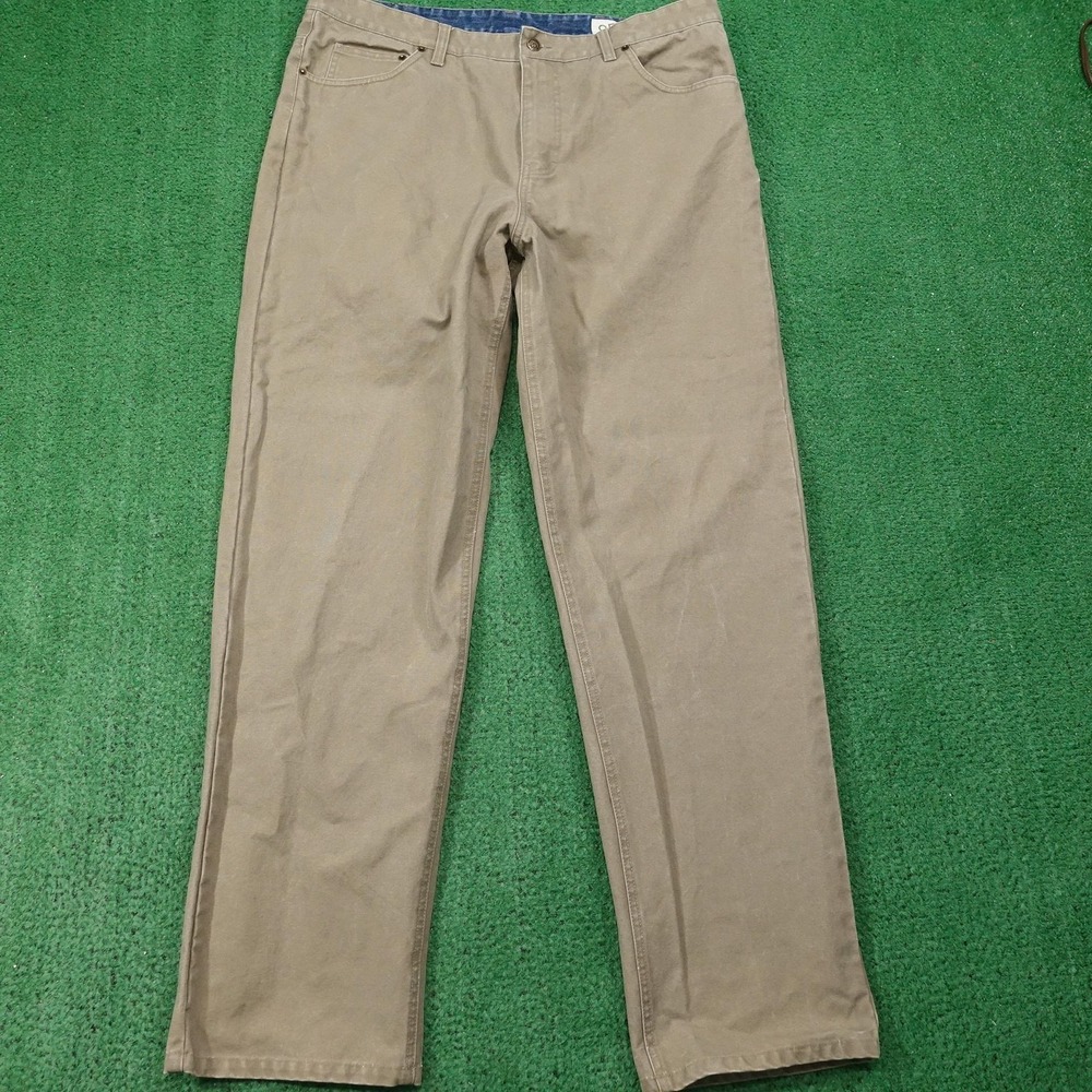 Orvis Canvas Jeans Mens 38x34 Beige Straight Regular Fit Cotton Pockets Pants
